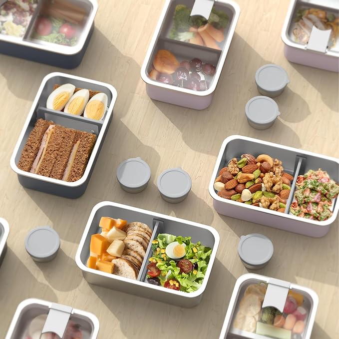 Stainless Steel Bento Lunch Box for Adult, 42oz Leak-Proof Lunch Box Containers, Microwave-Safe, with Adjustable Divider, Convenient Metal Lunchbox for Work, Travel