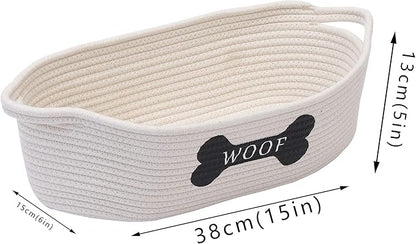 Geyecete Weave Rope Storage Basket - Natural Weave Rope Clutter Organizer - Pet Toy Box - Beige