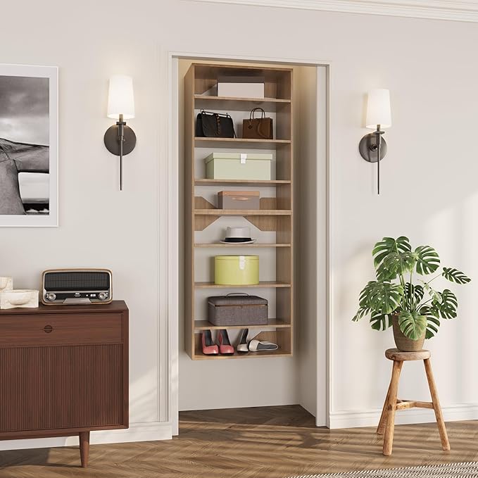 ROOMTEC Modular Closet System, 31.5" Shelf Closet Tower Wall-Mounted Closet Organizer, Wooden Tower for Walk-In Closets, Wardrobe Storage Kit, Wood