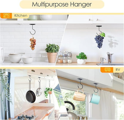 Self Adhesive Banana Hook Under Cabinet Foldable Banana Hanger Black Metal Under Counter Banana Hook to Keep Bananas Fresh Banana Holder for Kitchen RV Space Saving