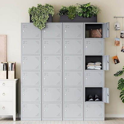 Letaya Metal Lockers for Employees,71" Steel Storage Cabinet with 6 Door Lockable for Office Staff,Home Sundries,Gym,School (Gray)