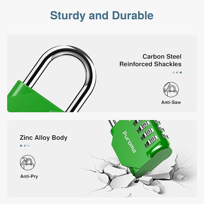 Puroma 2 Pack Combination Lock for Locker 4 Digit Outdoor Waterproof Padlock for School, Gym, Sports, Fence, Toolbox, Gate, Case, Outdoor, Hasp Storage, Cabinets(Green & Black)