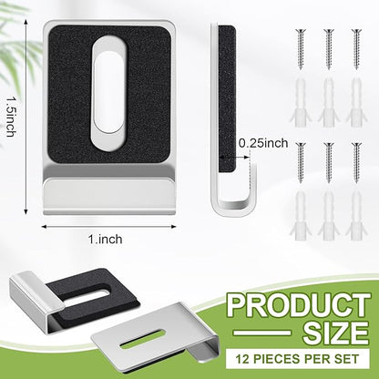 12 Pcs Metal Mirror Holder Clips for Wall Mounting Heavy Duty Frameless Mirror Hangers Hooks Hardware Mounting Clip for Wall Tile Billboard Display(Silver,1/4 Inch)