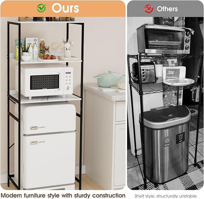Mini Fridge Shelf Mini Fridge and Microwave Stand Over Mini Fridge Storage Rack 3 Tier Microwave and Fridge Stand Suitable for Dorm, Kitchens, Offices, Marble