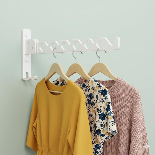 Wall Mounted Clothes Drying Rack – Foldable Aluminum Laundry Hanger with 3 Adjustable Angles, 90° Space-Saving Design, Heavy-Duty for Bathroom, Laundry Room & Small Spaces (White, 1 Pack)
