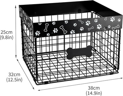 Large Metal Dog Toy Basket Foldable, Dog Toy Storage Bin & Box for Living Room Area, Pet Toy Chest Organizer, Puppy Toys Container Holder, dog toys baskets medium Chest Toybox & Boxes