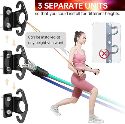 Resistance Band Wall Anchors, Wall Mounted Modular Hooking Platform, Workout Wall Mount Anchor, Training Anchor Mounted Hook Exercise Station for Home Gym Workouts,Yoga,Fitness,Strength Training