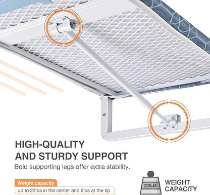 KINGBOARD Wall Mounted Ironing Board with Iron Holder, Compact Ironing Board for Small Spaces, Foldable Iron Stand Heat Resistant Cover, 36" X 12" Deep Blue