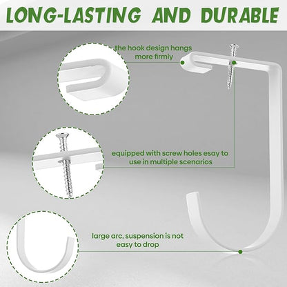 Soaoo 8 Pieces Storage Flat Hook Bicycle Flat Thickened Hooks Add on Hanging Bike Hooks for Overhead Garage Rack Wall Shelving Ceiling Accessory (White)