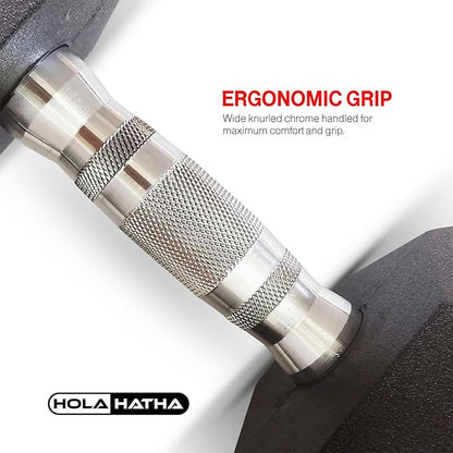 HolaHatha Hexagonal Dumbbell Weights Set, Home Gym Equipment Set, Portable Weighted Exercise Dumbbells for Fitness, Training, and Lifting Workouts