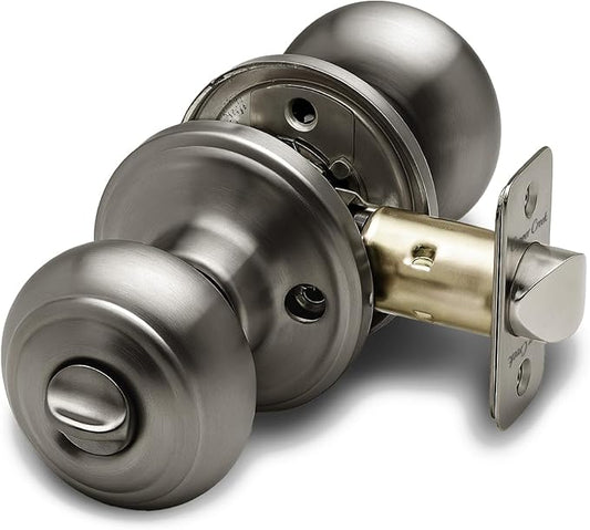 Copper Creek Colonial Privacy Interior Door Knob – ANSI Grade-3 Certified, Modern Heavy Duty Handle, Easy Install and Reversible for Bedroom, Bathroom and Closets – Antique Nickel (1 Pack)