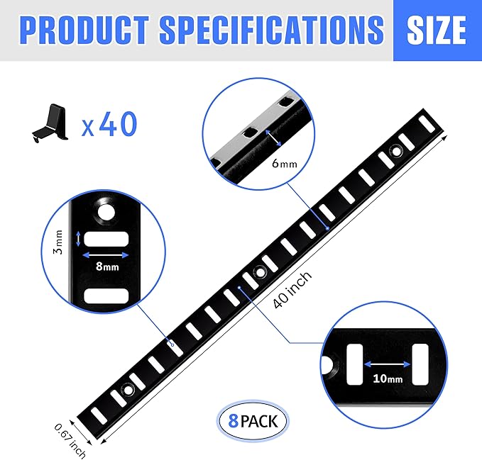 Adjustable Shelf Bracket 40 Inch 8 Pack Shelf White Pilaster Strips Shelf Rail Shelf Track Adjustable Wall Shelves Shelf Standards and Supports for Cabinet Closet Organization