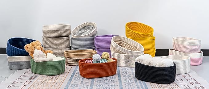 CubesLand Baskets for Shelves Storage,Cube Shelf Closet Storage Bins Set 2,Long-lasting &Skin-friendly Toy Basket Bin,Stylish Room Decor Basket,Woven Off White/Light Brown