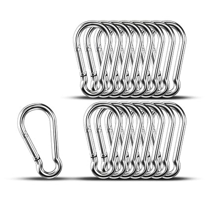 Carabiner Clip Hooks, 15pcs 3.15 inch Carabiners Heavy Duty, 304 Stainless Steel Spring Snap Hook Fits Camping Hiking, Metal Clips for Rope Chain Keys Rings