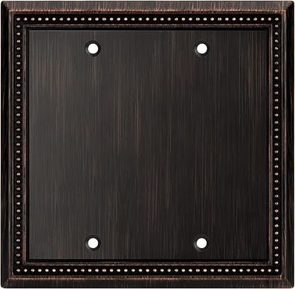 Henne Bery Sunken Pearls Heavy Duty Decorative Wall Plate Switch Plate Outlet Cover (Double Blank, Aged Bronze)