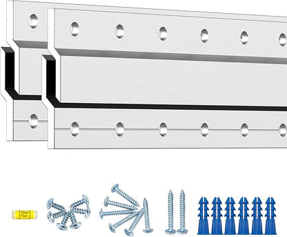 French Cleat Hanger 26 Inch - 2 Pack - Picture, Mirror, Whiteboard, Pallet or Panel Interlocking Wall Mounting Bracket - Aluminum Z Bar Clip Hanger Supports 120 lbs