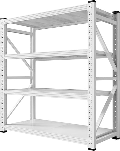 59" W Garage Storage Shelves,3000LBS Garage Shelving Heavy Duty Adjustable Shelving Unit,4 Tier Metal Utitly Shelves Industrial Shelving for Warehouses,Basement,White