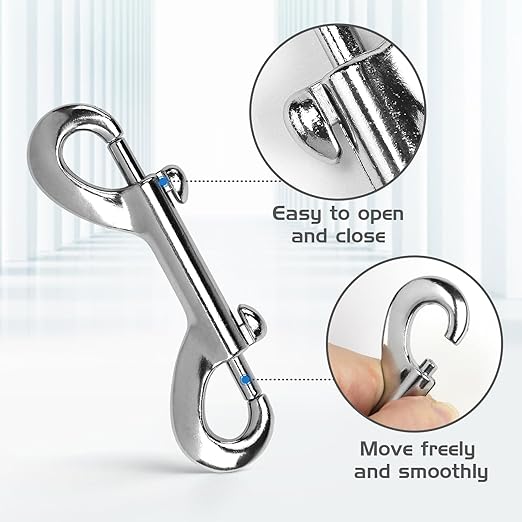 6 PCS Double Ended Snaps, 3.5 Inch Zinc Alloy Trigger Metal Clip, Silver Double Ended Snap Hooks for Pet Dog Leash, Water Bucket Hooks, Key Holder, Carabiner, Home, Farm, Other Indoor and Outdoor.