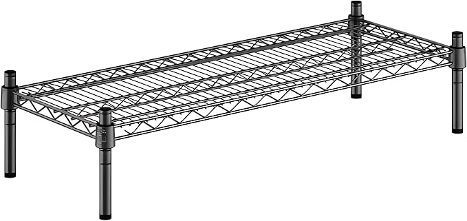 14" x 36" x 8" Black Epoxy Wire Storage Shelf, Dunnage Rack, Commercial 1 Tier Small Shelf