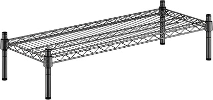 14" x 36" x 8" Black Epoxy Wire Storage Shelf, Dunnage Rack, Commercial 1 Tier Small Shelf