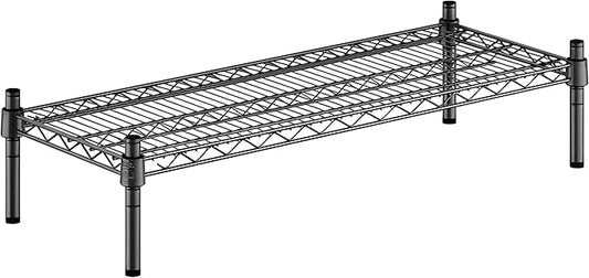 14" x 36" x 8" Black Epoxy Wire Storage Shelf, Dunnage Rack, Commercial 1 Tier Small Shelf