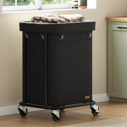 Laundry Basket with Wheels 150L/40Gal, Rolling Laundry Hamper with Steel Fram and Removable Washing Bag,Laundry Sorter Cart for Laundry Room,Hotel,Dorm,Black
