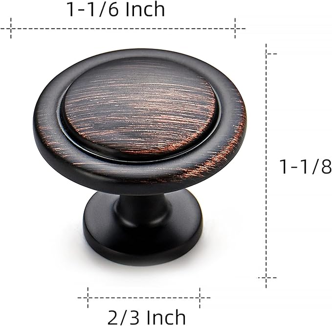 Ravinte 25 Pack 1-1/4 Inch Kitchen Cabinet Knobs Oil-Rubbed Bronze Zinc Pulls Door Handles for Dresser Drawers