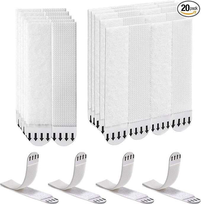 Sinnsally Large Picture Hanging Strips Heavy Duty,20-Pairs(40 Strips) Sticky Picture Hangers for Walls Hanging Without Nail,Damage Free No Nails Refill Adhesive Poster Frame Mounting,White