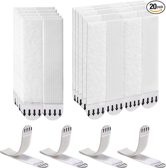 Sinnsally Large Picture Hanging Strips Heavy Duty,20-Pairs(40 Strips) Sticky Picture Hangers for Walls Hanging Without Nail,Damage Free No Nails Refill Adhesive Poster Frame Mounting,White