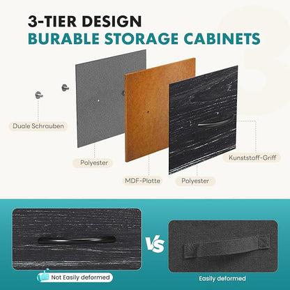 OLIXIS 9 Drawer Storage Dresser with Wood Top - Wide Fabric Chest Organizer for Bedroom, Closet, Living Room,Tower Cabinet, TV Stand, Hallway Entryway Furniture,Black Wood Grain