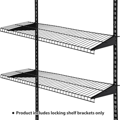 Adjustable Locking Shelf Bracket 16 Inch Shelf Brackets Heavy Duty Wire Shelving Brackets for Deep Wire Shelving Double Track System(Black,6 Pcs)