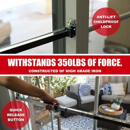 SECURITYMAN Sliding Door Security Bar-Child Proof Sliding Door Lock Bar with Anti Lift Lock - Fits Most Doors & Windows - Adjustable Patio Door Security Bar (18.75"- 51.1") Chrome