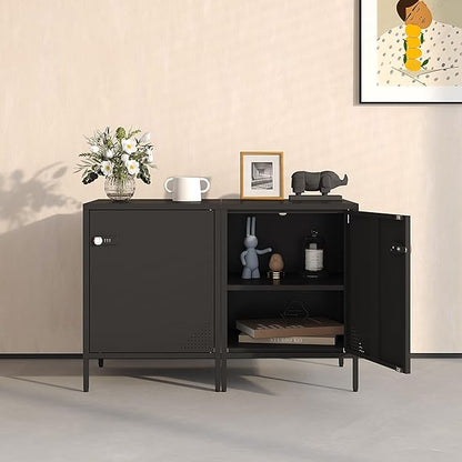 Metal Lokcer Cabinet (Black, 15.75" D x 15.75" W x 21.26" H)