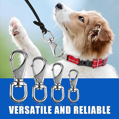 KINLINK 304 Stainless Steel Swivel Snap Hooks, 6 Pack 2.7 Inch Flag Pole Clips, Heavy Duty Spring Snap Hooks for Flagpole Rope, Dog Leash, Keychain, Boat Anchor Rope, Bird Feeder
