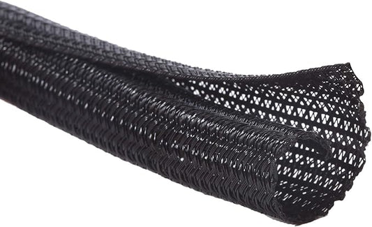 Alex Tech 25ft - 1/4 inch Cord Protector Wire Loom Tubing Cable Sleeve Split Sleeving For USB Cable Power Cord Audio Video Cable – Protect Cat From Chewing Cords - Black