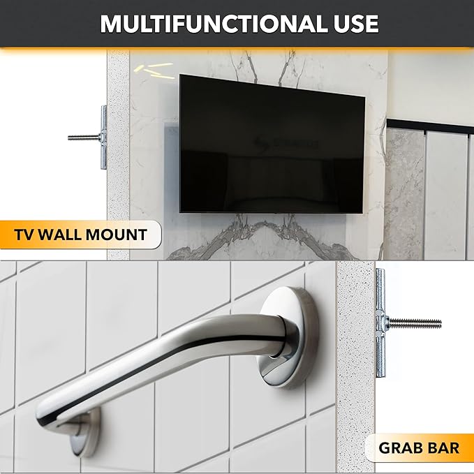 CondoMounts MSK9002 Tiled Wall TV Mounting Kit | Granite | Marble | NO Stud Wall | Grab Bar | Home Accessories Mount | Holds 90lbs | Includes 4 Elephant Anchor Set & 1-Diamond Drill Bit
