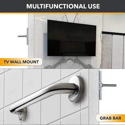 CondoMounts MSK9002 Tiled Wall TV Mounting Kit | Granite | Marble | NO Stud Wall | Grab Bar | Home Accessories Mount | Holds 90lbs | Includes 4 Elephant Anchor Set & 1-Diamond Drill Bit