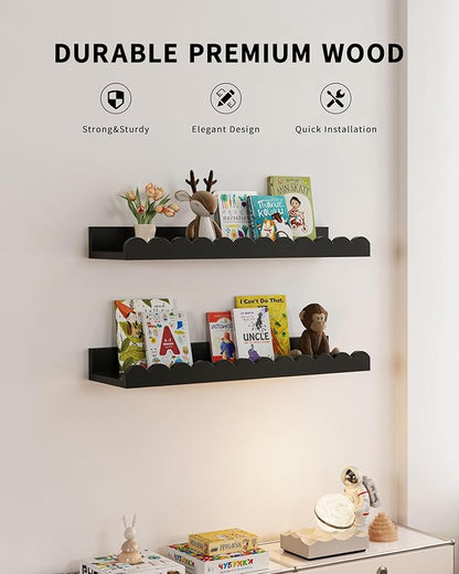 Shario Nursery Shelves (Black, 16.5 Inches)