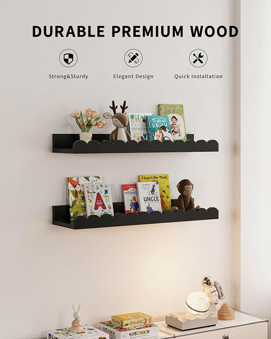 Shario Nursery Shelves (Black, 16.5 Inches)
