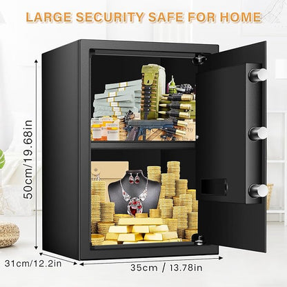 [19.7" Tall] Large Fireproof Home Safe Box, Anti-theft Safes with Dual Alarm System, Programmable Keypad and Spare Keys, Digital Fire Proof Safe for Home Money Firearm Documents Medicines