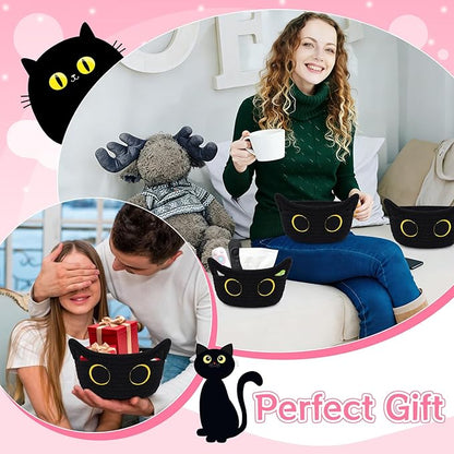 3 Pack Small Highland Cute Cow Storage Baskets for Organizing,Woven Decorative Gift Basket, Nursery Shelves Rope Cotton Storage Bins for Gifts Empty, Mini Burr Baby Shower with Handles,7 IN
