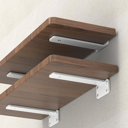 Floating Shelf Brackets Upgraded,4 inch, White Heavy Duty Iron Shelf Brackets, Industrial Modern Floating Shelf Support for Wall Mount Shelves,Wide Brackets ,4 Pack, Support DIY(5mm Thickening Type).