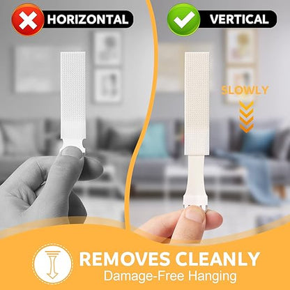 Sinnsally Medium Picture Hanging Strips Heavy Duty,20-Pairs(40 Strips) Sticky Picture Hangers for Walls Hanging Without Nail,Damage Free No Nails Refill Adhesive Poster Frame Mounting, White