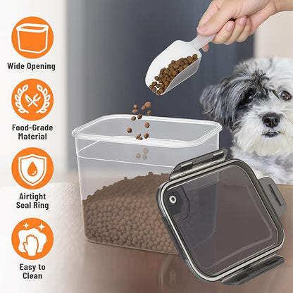 ZooZoo 3PCS Transparent Dog Treat Container Set with Airtight Lids, BPA-Free Plastic Storage Bins for Pet Food & Treats, Stackable Large Medium Small Sizes, Includes Scoops, Labels, Tongs and Marker