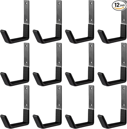 Heavy Duty Steel Hooks - Garage & Garden Tool Organizer, Wall Mount Hooks, Hose Hanger (12, Small)