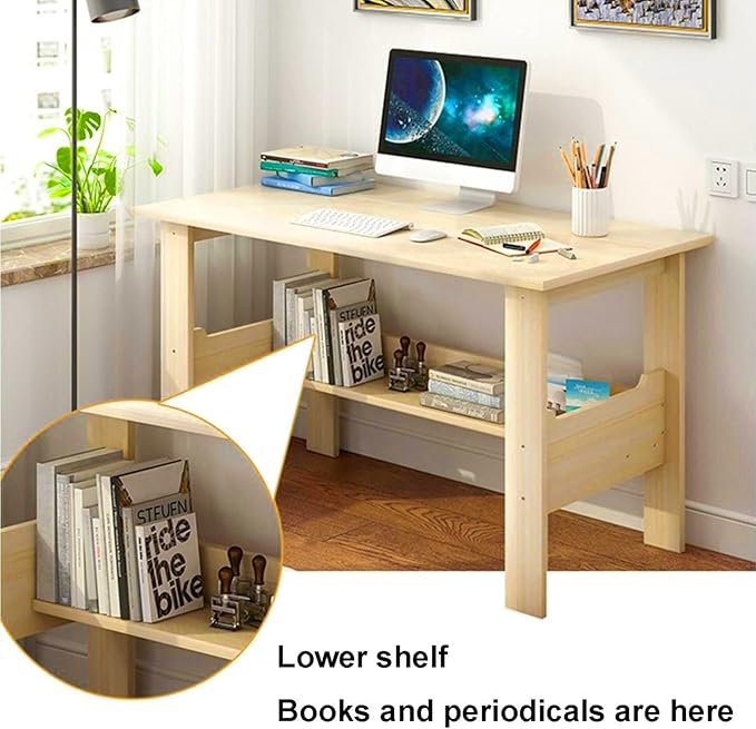 Walbest Computer Desk with Led Lights and Power Outlets,Gaming Desk,Corner Desk with Storage Drawers,Home Office Desk,Easy Assembly Makeup Vanity Console Table (Khaki)