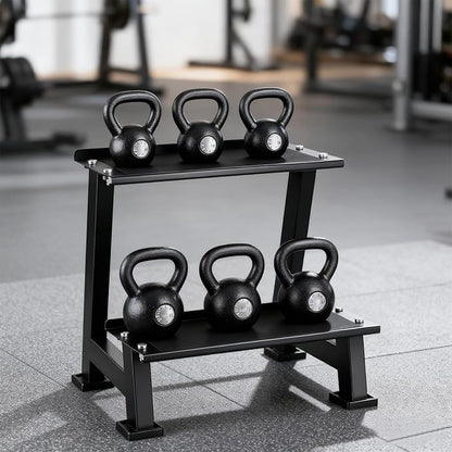Kettlebell Storage Rack with Anti-Slip Pads, 2-Tier Weight Racks, Kettlebell Stand, Dumbbell and Kettlebell Rack for Home Gym Use
