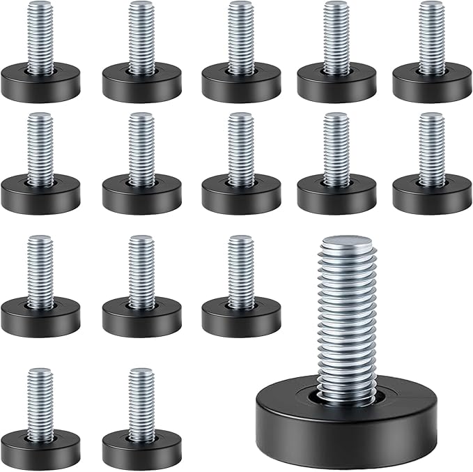 1/4" Thread Leveling Feet, 16 PCS Furniture Levelers, Adjustable Furniture Feet Threaded Screw in, Table Levelers for Adjusting Individual Table Legs
