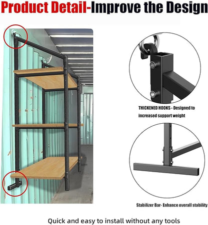 4 Pack Heavy-Duty Shipping Container Shelves with 57"(H) X 18"(W), DIY Adjustable 3-Tier Shipping Container Shelving Brackets, Shipping Container Accessories Universal