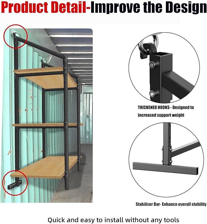 2-Pack Adjustable Shipping Container Shelf Brackets - Heavy Duty 3-Tier Kit to Build 57" H x 20" W Shelving, DIY Storage Solution for Cargo Containers & Trailers